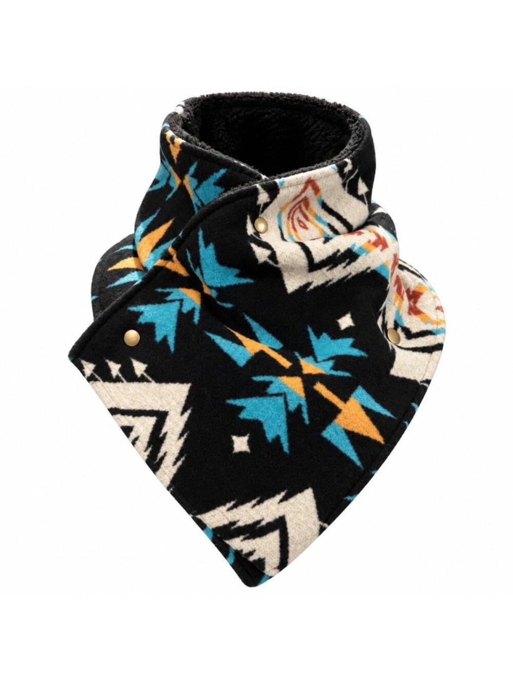 Western Cowl Neck Warmer Scarf Southwestern Fleece Black Minky Cowgirl Ranch
